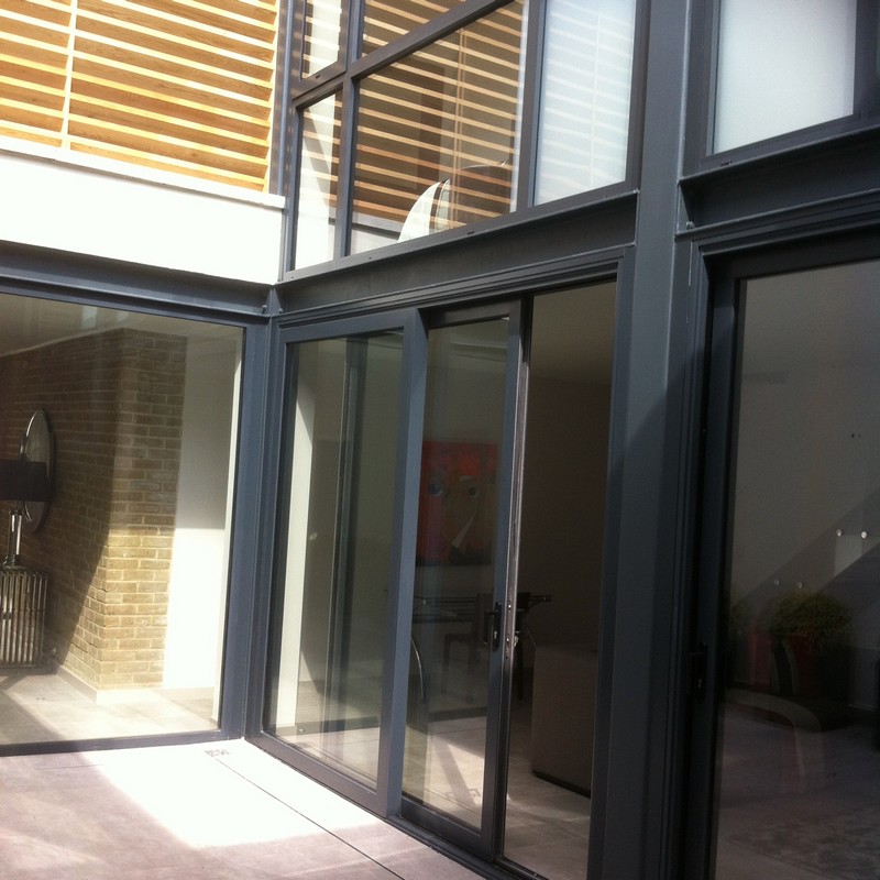 Anthracite aluminium sliding patio doors fitted in Pimlico